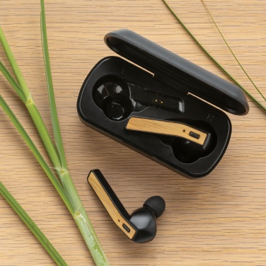 Logo trade corporate gifts picture of: Bamboo Free Flow TWS earbuds in case