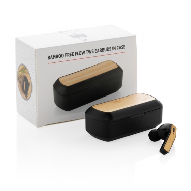 Logo trade corporate gifts picture of: Bamboo Free Flow TWS earbuds in case