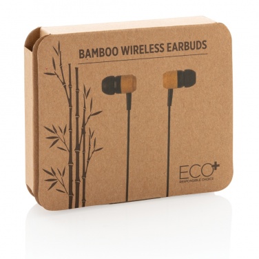 Logo trade promotional merchandise image of: Bamboo wireless earbuds