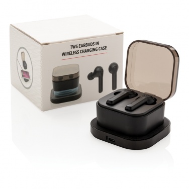 Logo trade promotional gift photo of: TWS earbuds in wireless charging case