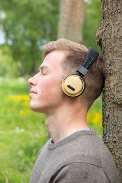 Logo trade corporate gift photo of: Bamboo wireless headphone