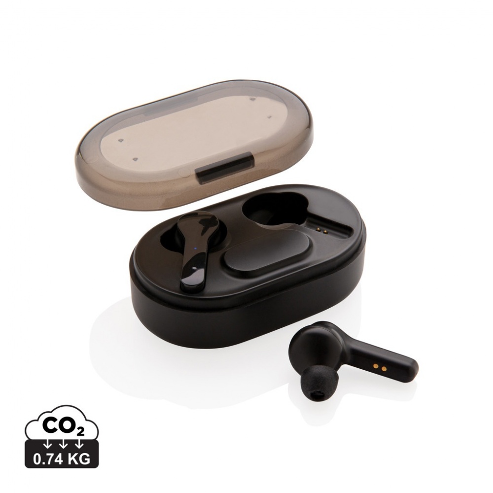 Logo trade promotional merchandise image of: Light up logo TWS earbuds in charging case