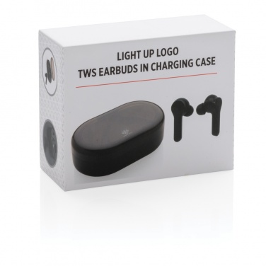 Logo trade promotional merchandise photo of: Light up logo TWS earbuds in charging case