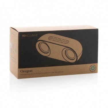 Logo trade advertising product photo of: Oregon RCS recycled plastic and cork 10W speaker