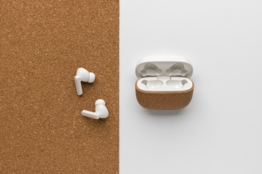 Logo trade advertising product photo of: Oregon RCS recycled plastic and cork TWS earbuds
