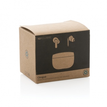 Logotrade promotional item picture of: Oregon RCS recycled plastic and cork TWS earbuds