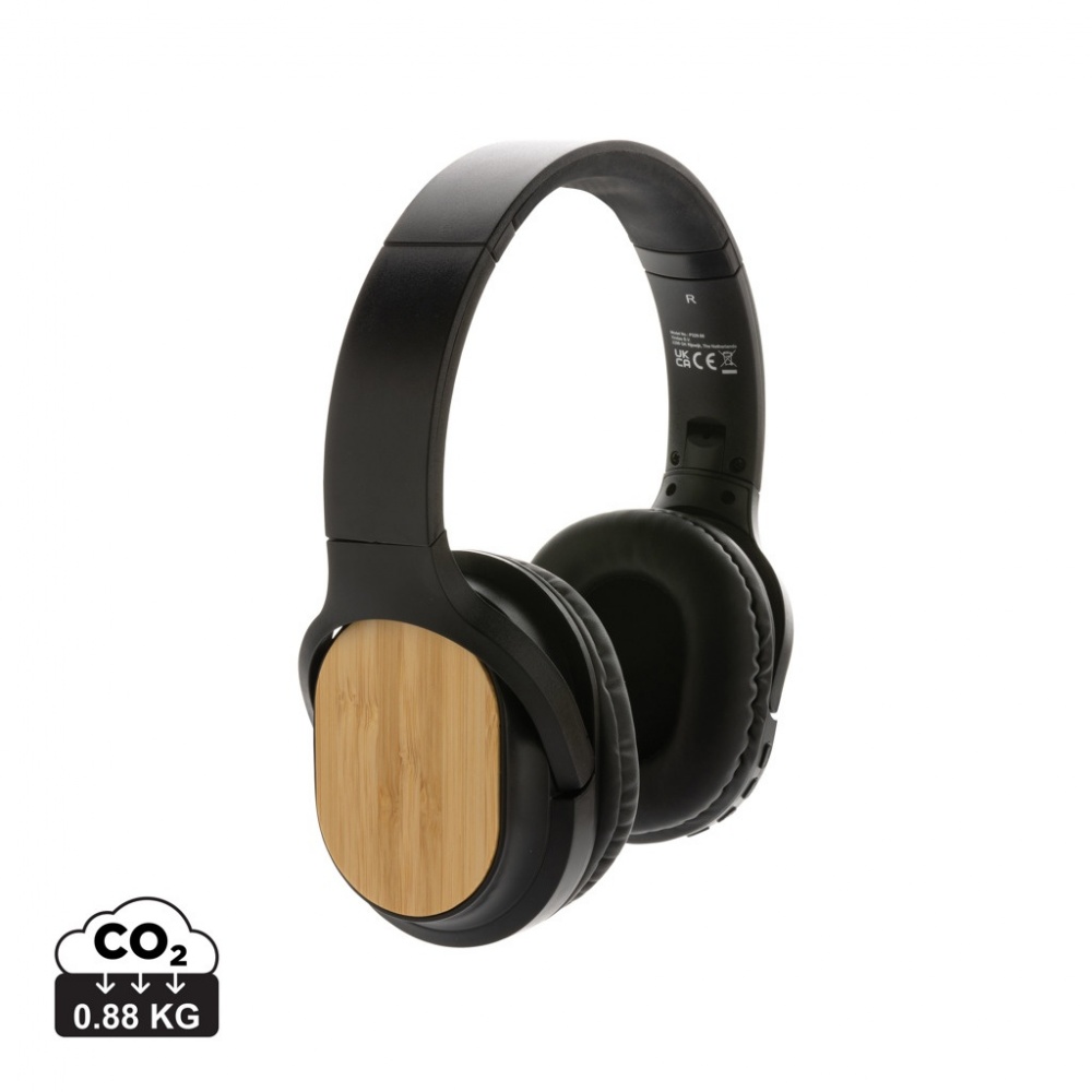 Logotrade promotional gift picture of: RCS and bamboo Elite Foldable wireless headphone