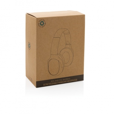 Logotrade promotional item picture of: RCS and bamboo Elite Foldable wireless headphone