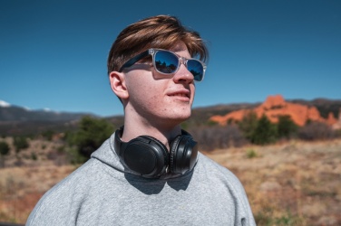 Logo trade promotional item photo of: RCS recycled plastic Elite Foldable wireless headphone