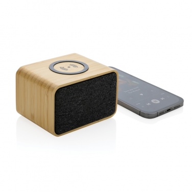 Logotrade promotional item image of: RCS Rplastic 3W speaker with bamboo 5W wireless