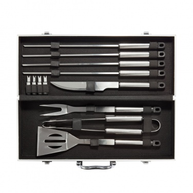 Logo trade promotional items picture of: 12 pcs barbecue set in aluminium box