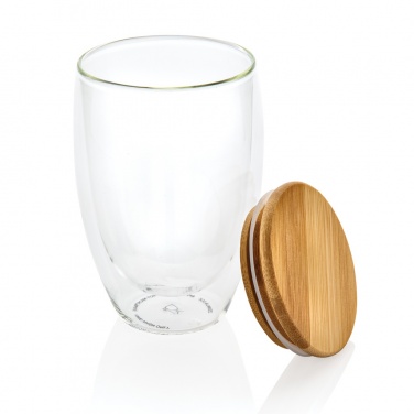 Logotrade advertising products photo of: Double wall borosilicate glass with bamboo lid 350ml