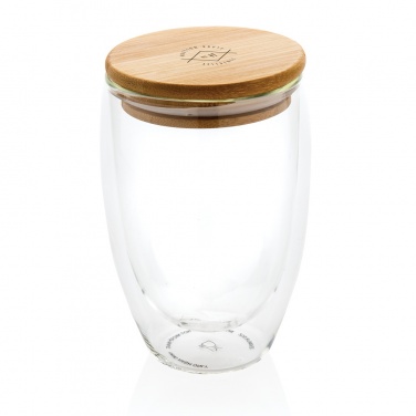 Logotrade corporate gift image of: Double wall borosilicate glass with bamboo lid 350ml