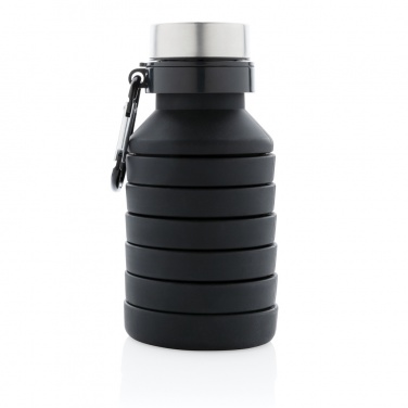 Logo trade promotional items image of: Leakproof collapsible silicone bottle with lid