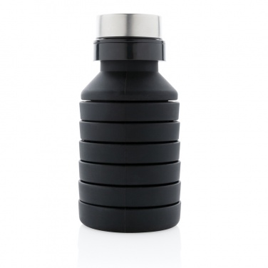 Logo trade promotional giveaways picture of: Leakproof collapsible silicone bottle with lid