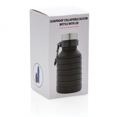 Logo trade promotional giveaways image of: Leakproof collapsible silicone bottle with lid