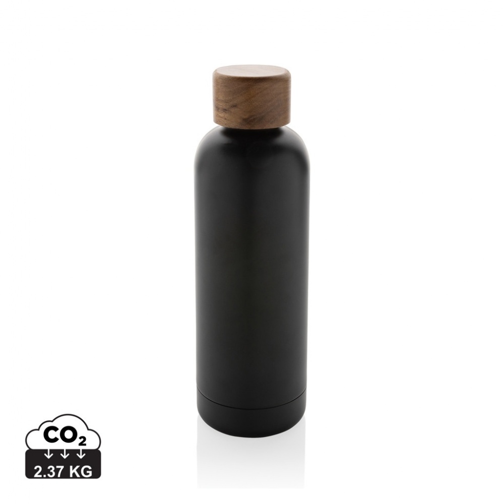 Logotrade promotional giveaway picture of: Wood RCS certified recycled stainless steel vacuum bottle