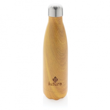 Logo trade advertising products image of: Vacuum insulated stainless steel bottle with wood print