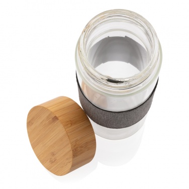 Logo trade advertising product photo of: Impact borosilicate glass bottle with bamboo lid