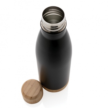 Logo trade promotional giveaways image of: Vacuum stainless steel bottle with bamboo lid and bottom