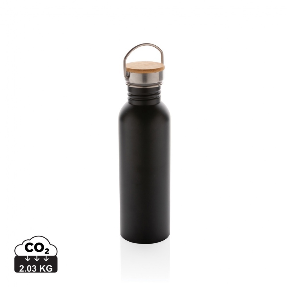 Logo trade promotional items image of: Modern stainless steel bottle with bamboo lid