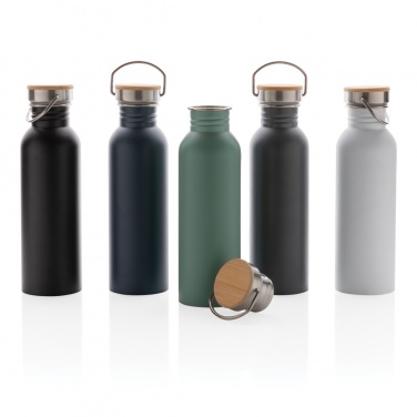Logo trade promotional giveaways image of: Modern stainless steel bottle with bamboo lid