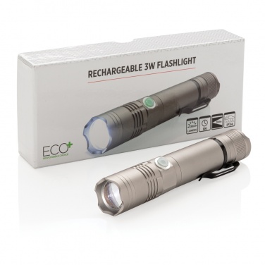 Logo trade corporate gifts image of: Rechargeable 3W flashlight