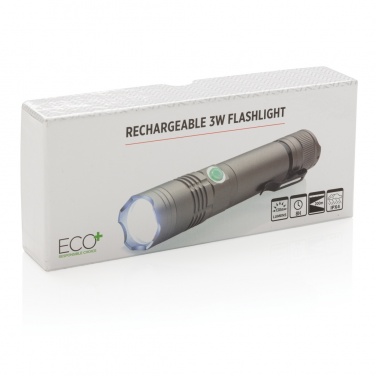 Logo trade promotional gifts image of: Rechargeable 3W flashlight