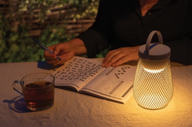 Logo trade business gifts image of: Aurora RCS recycled plastic USB re-chargeable table lamp