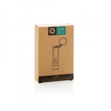 Logotrade promotional gift image of: Globix RCS recycled plastic USB re-chargeable keychain torch