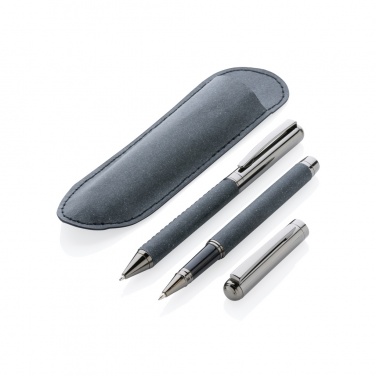 Logo trade promotional giveaway photo of: Recycled leather pen set