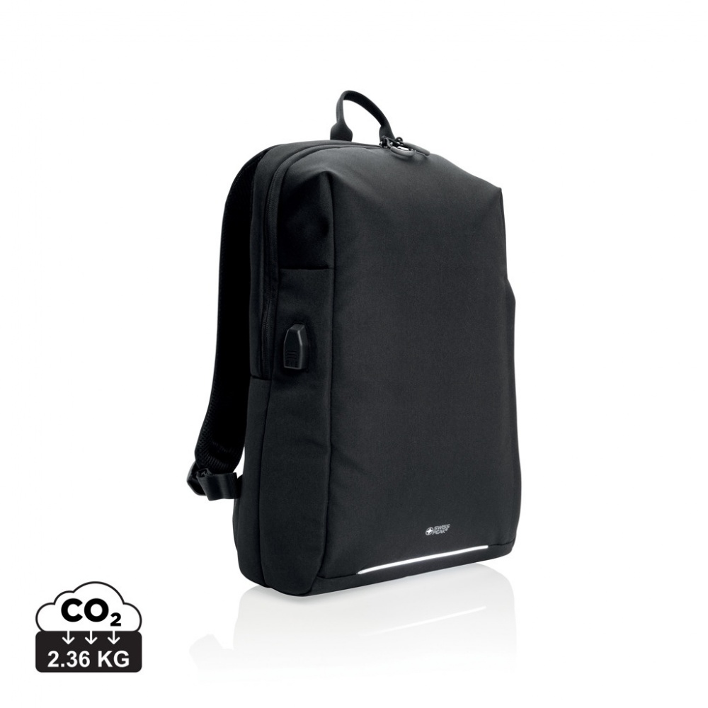 Logotrade advertising products photo of: Swiss Peak AWARE™ RFID and USB A laptop backpack