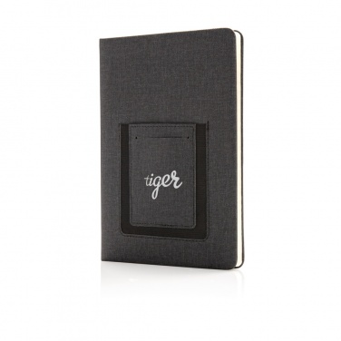 Logo trade promotional gifts picture of: Deluxe A5 Notebook with phone pocket