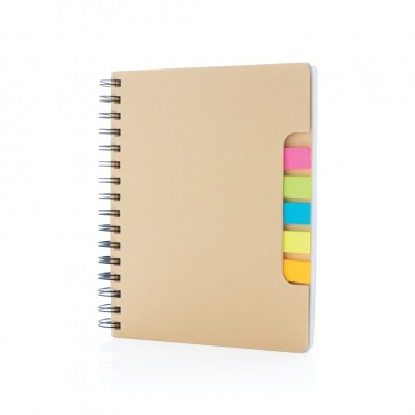 Logo trade business gifts image of: A5 Kraft spiral notebook with sticky notes