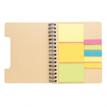Logo trade business gift photo of: A5 Kraft spiral notebook with sticky notes