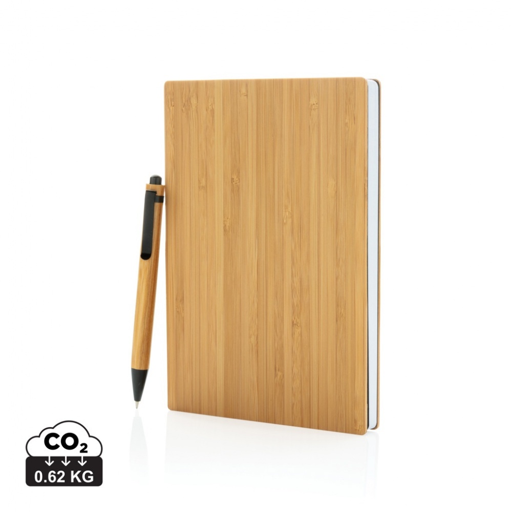 Logo trade promotional merchandise photo of: A5 Bamboo notebook & pen set