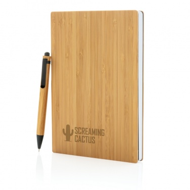 Logo trade advertising products picture of: A5 Bamboo notebook & pen set
