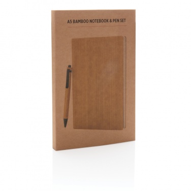 Logotrade promotional giveaway picture of: A5 Bamboo notebook & pen set