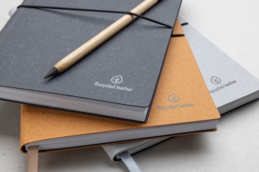 Logo trade promotional merchandise photo of: A5 recycled leather notebook