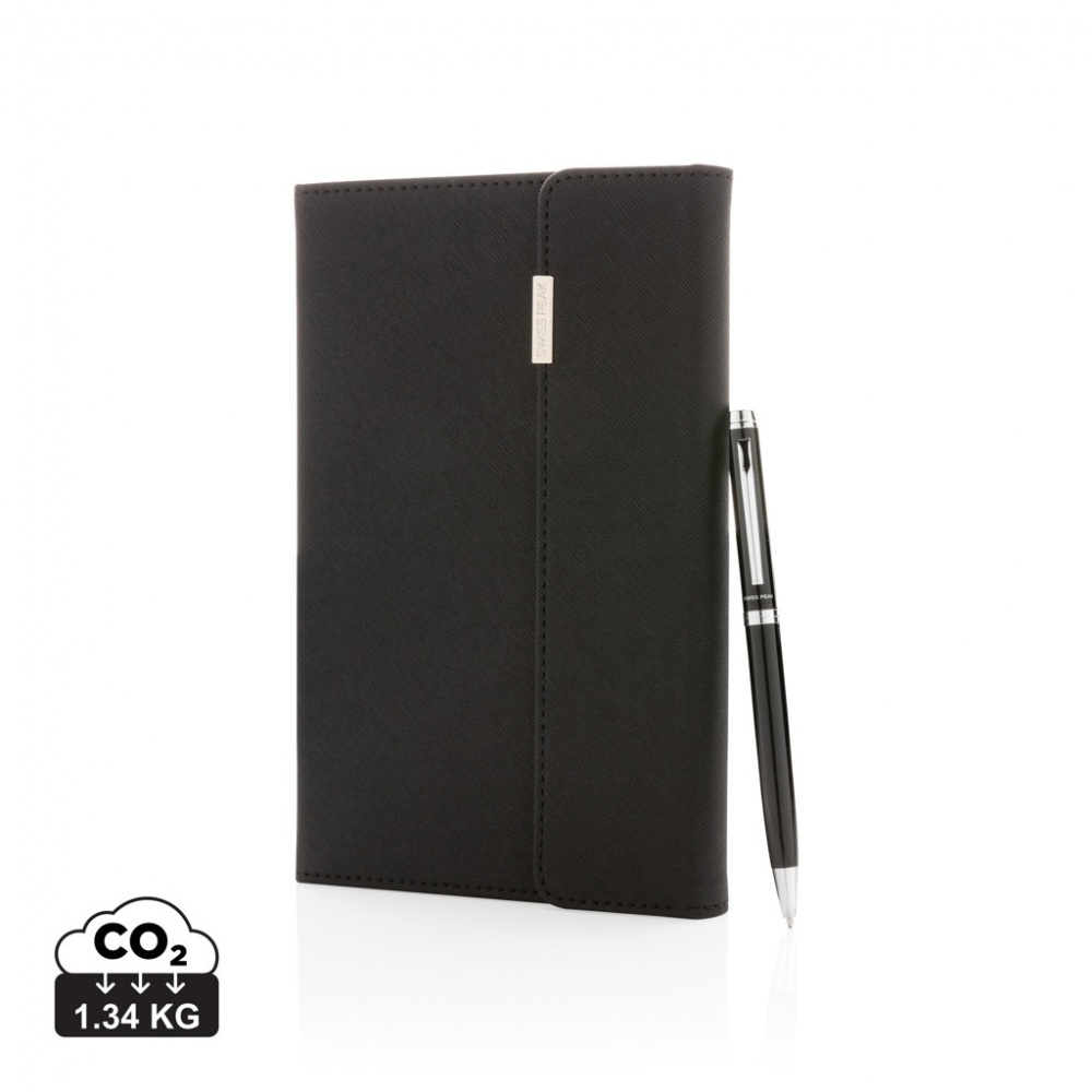 Logotrade advertising products photo of: Swiss Peak deluxe A5 notebook and pen set