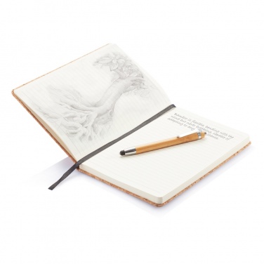 Logo trade promotional products picture of: A5 notebook with bamboo pen including stylus