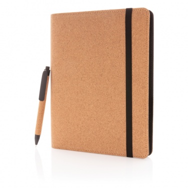Logo trade promotional gift photo of: Deluxe cork portfolio A5 with pen