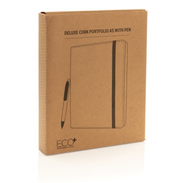 Logo trade promotional gifts picture of: Deluxe cork portfolio A5 with pen