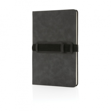Logo trade promotional products image of: Deluxe hardcover PU notebook A5 with phone and pen holder