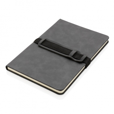 Logotrade advertising products photo of: Deluxe hardcover PU notebook A5 with phone and pen holder