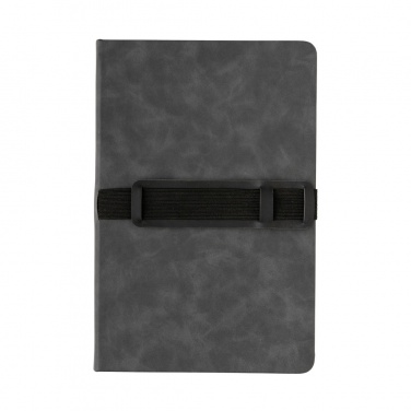 Logotrade promotional item image of: Deluxe hardcover PU notebook A5 with phone and pen holder