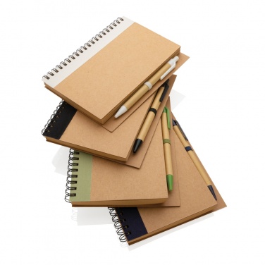 Logo trade promotional gift photo of: Kraft spiral notebook with pen