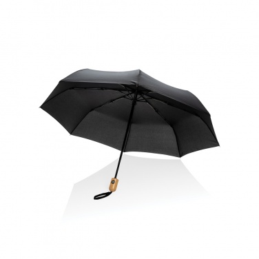 Logo trade promotional items image of: 21" Impact AWARE™ RPET 190T bamboo auto open/close umbrella