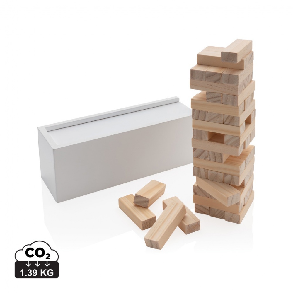 Logo trade promotional merchandise picture of: Deluxe tumbling tower wood block stacking game