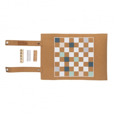 Logo trade promotional products image of: Britton cork foldable backgammon and checkers game set